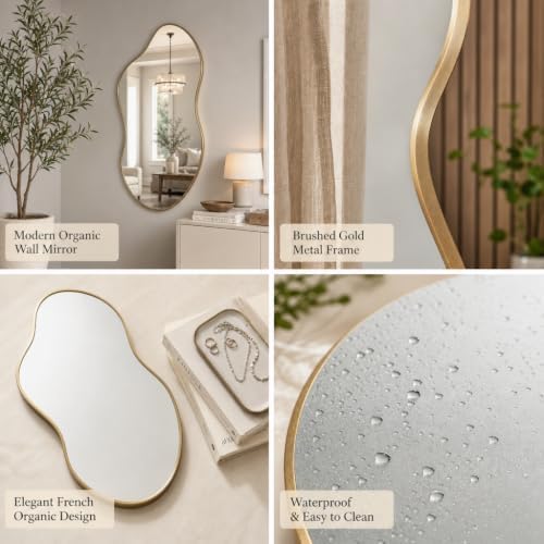 Irregular wall Mirror 24"x41" Gold Asymmetrical Mirror - Image 6