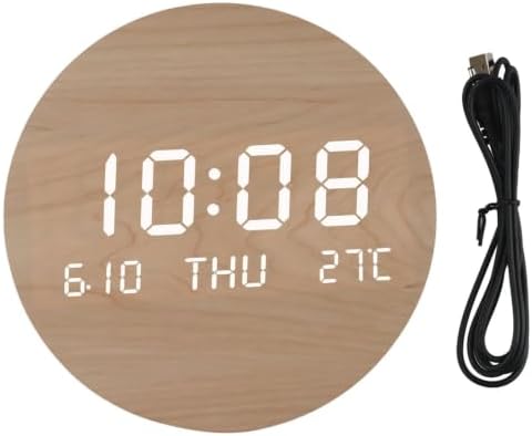 Wooden Silent Non-Ticking Wall Clock, Wood Moon Cordless Aesthetic Modern Alarm - Image 6