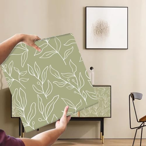 Sage Modern Leaves Peel and Stick Wallpaper Boho Leaf Wallpaper Floral Self - Image 7