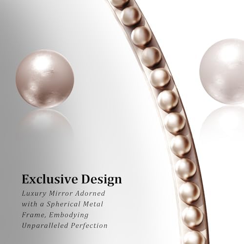 32'' Round Mirror, Beaded Circle Decorative Wall Mirror - Image 4