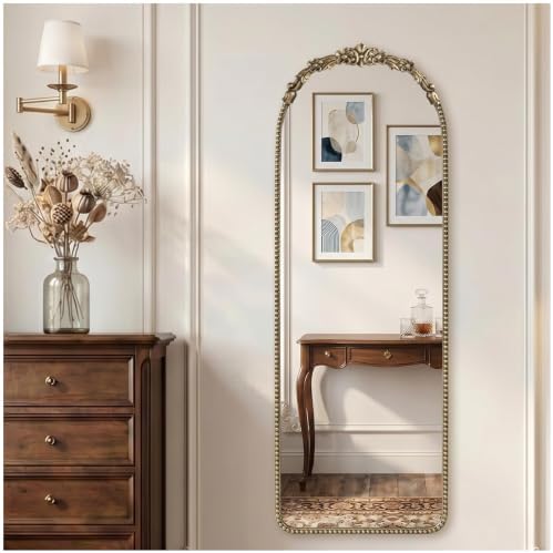 Vintage Mirror Full Length 19"x53" Antique Gold Full Body Mirror by Wemily