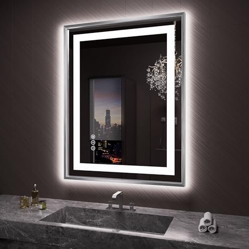 Amorho LED Bathroom Mirror 28"X36", Front Light and Backlit by Amorho
