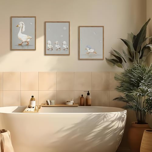 Cute Goose Bathroom Wall Art Set of 3, Funny Duck Bath Wall Decor Painting - Image 5