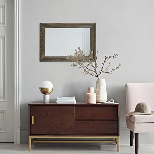 Retro Wall Mirror with Wood Framed Large Rectangle Hanging Mirrors 20"x16" - Image 5