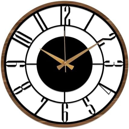 Metal Large Wall Clock, Silent Battery Operated Clocks by RMCLIFEDECOR