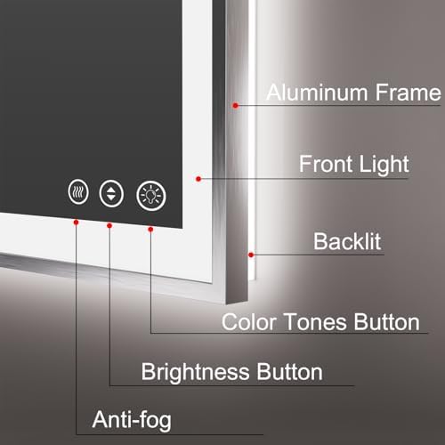 48x32 Inch LED Bathroom Mirror - Image 3