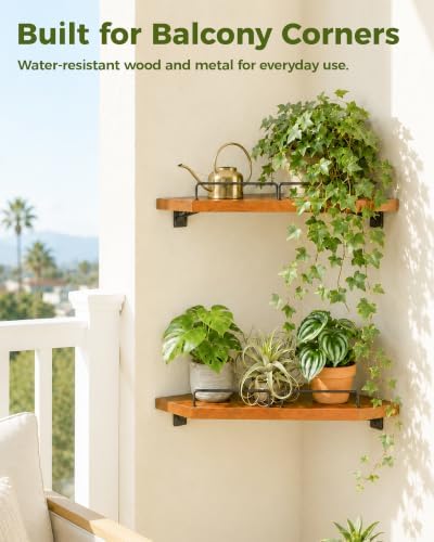 Bamworld Corner Shelf Wall Mounted, 13 Inch Floating Corner Shelves - Image 7
