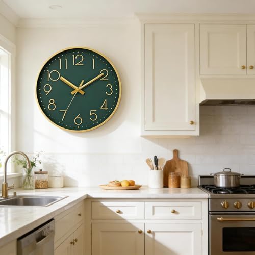 DAXSMY Wall Clock 10 Inch Dark Green Decorative, Battery Operated Silent - Image 6