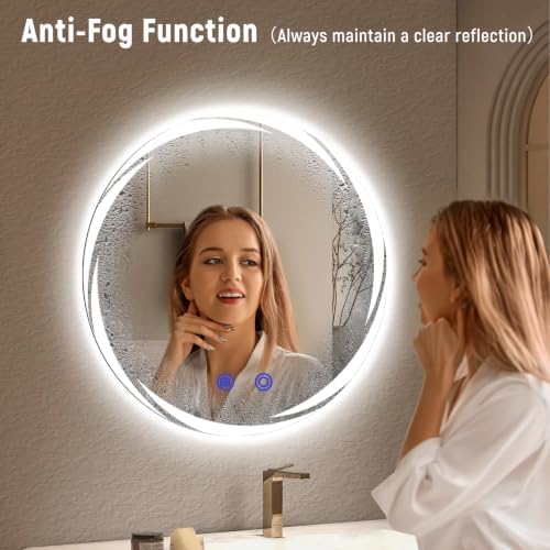 32“ x 32” LED Bathroom Smart Mirror- Anti-Fog, Round Mirror - Image 2