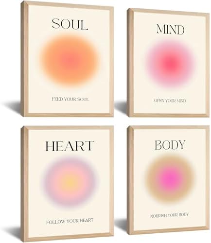 Framed 4 Colorful Abstract Halo Posters, 12x16inchX4 by NCYEL