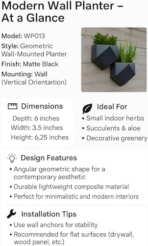 Vertical Garden Wall Planters – 2-Pack Modern Matte Black Geometric Pots - Image 3