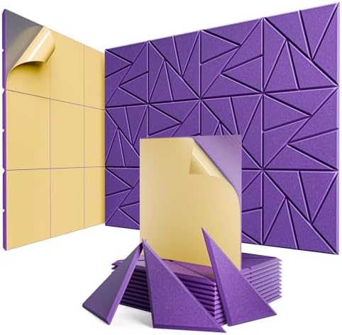 12 Pack Self-Adhesive Acoustic Panels, Sound Proof Foam Panels by ROOME