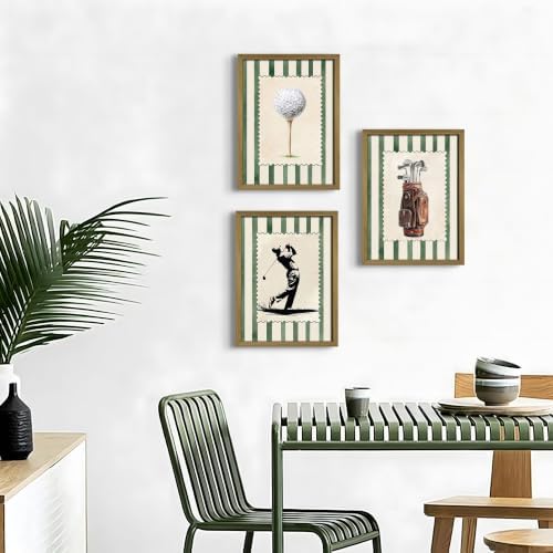 wanyun Vintage Golf Wall Art Set of 3 Canvas, Sports Framed Poster, Neutral - Image 7