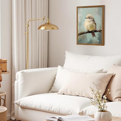 AVECCO Cute Funny Fluffy Bird on Branch Wall Art Canvas Framed 12x16 inch - Image 4