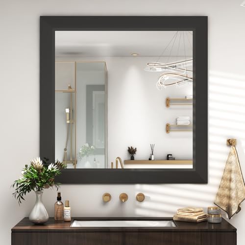 SMIROR 30x30 Matte Black Bathroom Vanity Mirror by SMIROR