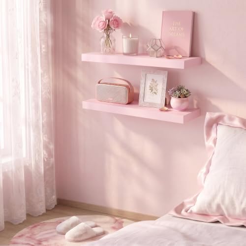 24in Pink Floating Wall Shelves, Display & Storage - Image 2