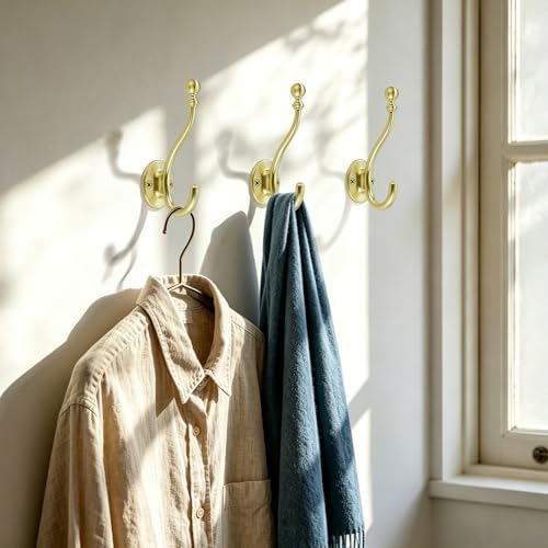 AVICCI 5 Pack Coat Hooks Brushed Gold Coat Hook, Heavy Duty Hooks Decorative - Image 6