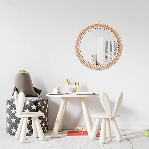 15 Inch Boho Round Hanging Wall Mirror Decorative Rattan Circle Mirrors - Image 2