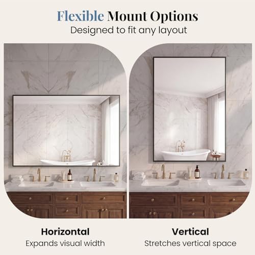 DUMOS 30"x36" Rectangle Wall Mirror, Bathroom Mirrors - Image 6