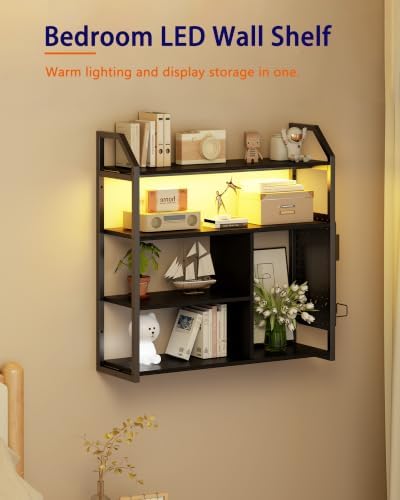 Floating Shelves with LED Light, 31.5" Wall Mounted Display Shelf - Image 4