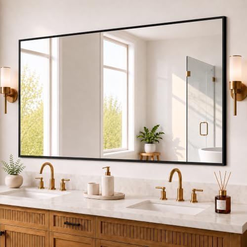 Bathroom Vanity Mirror for Over Sink, 55x30 Inch Matte Black Mirror by Unknown