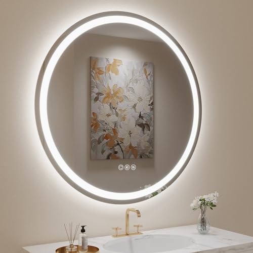 36" Round LED Mirror for Bathroom, Circle Bathroom Mirror by LOVESPEJO