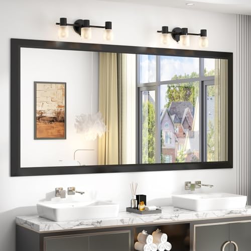 SMIROR 72x36 Matte Black Bathroom Vanity Mirror by SMIROR