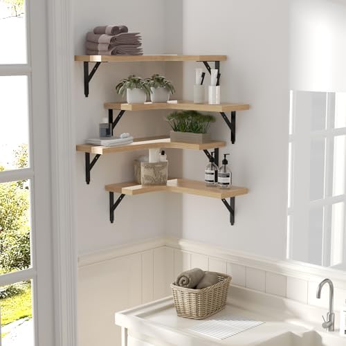ROMGUAR CRAFT Corner Floating Shelves Wall Mounted Set of 4 - Image 6