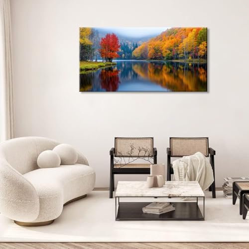 Lasdel Beautiful Lakeside Forest Landscape Wall Art - Image 7