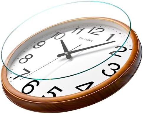 TIMESS 11-Inch Silent Non-Ticking Analog Wall Clock, Wood Yellow - Image 3