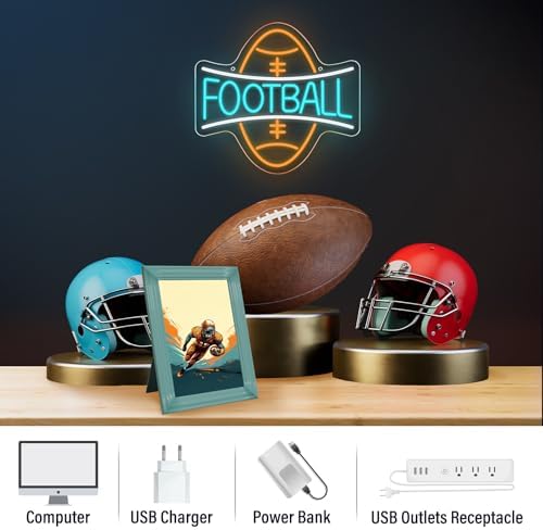 wootfairy LED Lights Wall Decor 13.39 * 12.21in Dimmable Football Neon Sign - Image 5