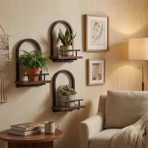 Amaoot Floating Shelves Set for 2, Wall Plant Holder Shelf, Wall Planters - Image 4