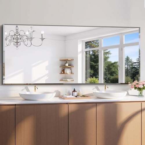 CILIBER Beveled Mirror, 24x60 Large Frameless Bathroom Mirrors by CILIBER
