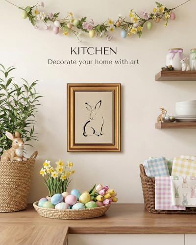 VIYYIEA Vintage Gold Framed Wall Art, Minimalist Rabbit, 8x10 Inch - Image 3