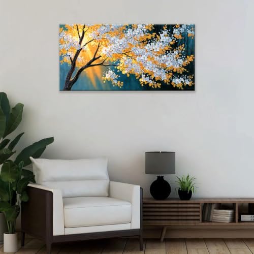 I@U Canvas Modern Yellow Gold Tree Wall Art Decor - Image 6