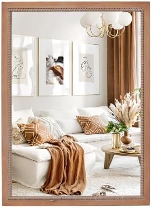 Wood Mirror, 22x30" Rectangular Farmhouse Vanity Boho Bathroom Wall Mirrors by sawsile
