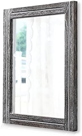 AAZZKANG Rustic Mirrors Large Wood Framed Wall Mirror 28"x20" Rectangle by AAZZKANG