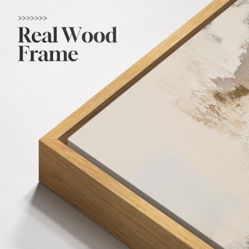 Extra Large Framed Neutral Beige Abstract Wall Art, Horizontal 60x40 In - Image 5