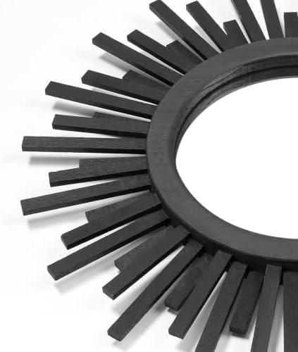 18 Inch Boho Sunburst Mirror, Round Wooden Wall Decor Starburst Sun Mirror - Image 6