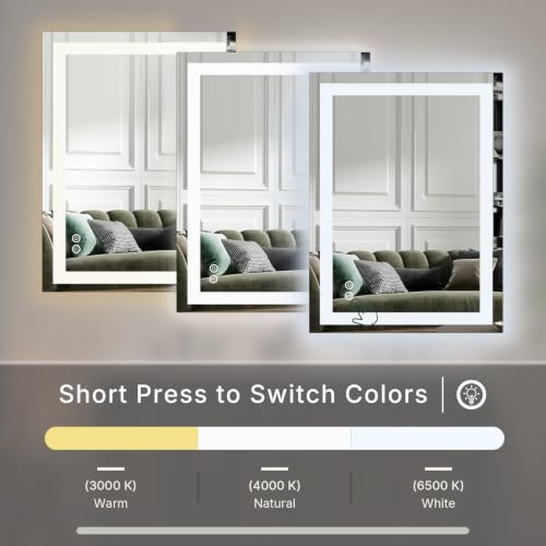 LED Bathroom Mirror with Lights, 48x36 Inch Wall Vanity Mirror - Image 3