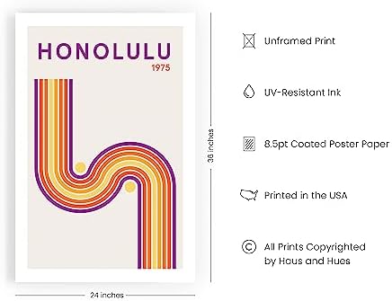 HAUS AND HUES Vintage Travel Poster – Honolulu Art Print, Retro City Artwork - Image 2