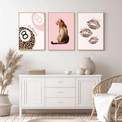 Pink Cheetah Wall Art Decor Leopard Preppy Trendy Canvas Poster Fashion - Image 4