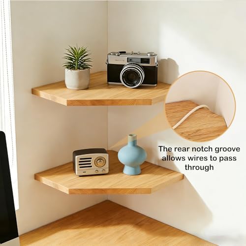 JiudunsKylight Oak 3-Tier Corner Floating Shelf Set - Image 5
