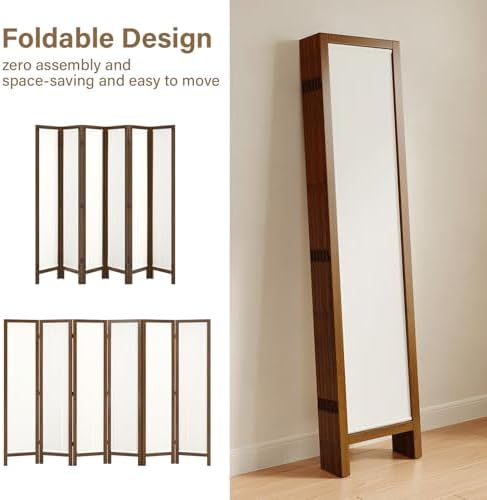 Linen Room Divider Privacy Screen, Foldable Wood Frame Partition Room Dividers - Image 3