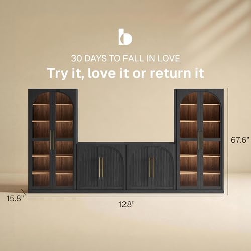 BELLEZE Jagger 128" Wall Unit 3-Piece Modular TV Stand - Image 2