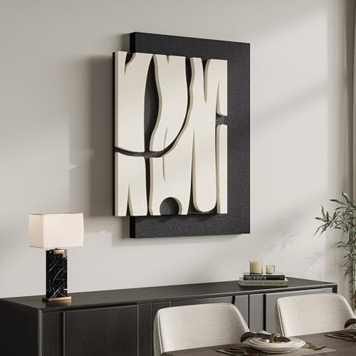 3D Black and White Abstract Wall Art, Modern Textured Artwork - Image 5