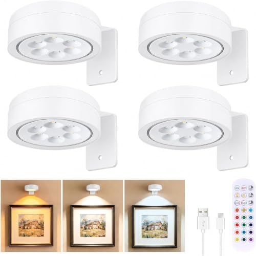 4-Pack Picture Lights for Wall, Rechargeable Wireless Poster Lights by Unknown