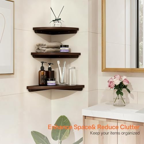 Corner Wall Shelf, 7inch Solid Oak Wood Floating Corner Shelf - Image 7