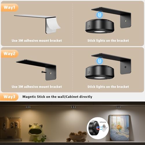 6 Pcs Picture Lights, Rechargeable Battery Operated Dimmable 3-Color Wall Light - Image 4
