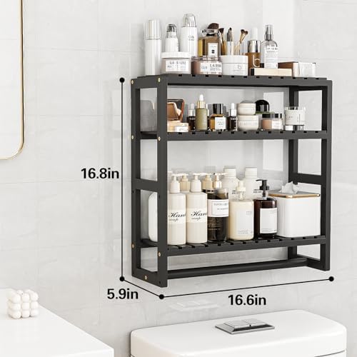 Galood Over The Toilet Storage Bathroom Shelves Wall Mounted Black Sets - Image 2